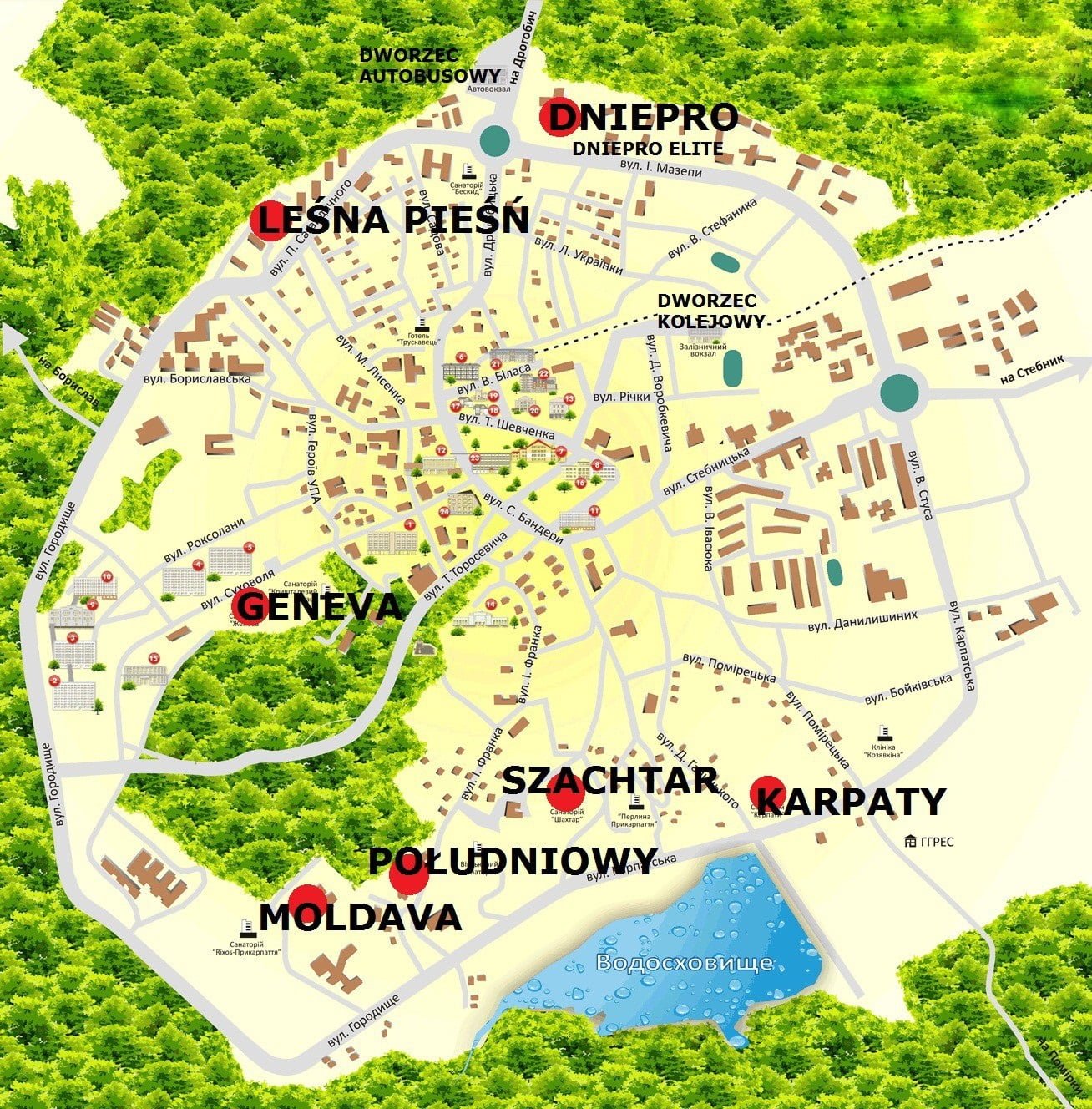 MAPA TRUSKAWCA - SANATORIA W TRUSKAWCU MAPA TRUSKAWCA - SANATORIA W TRUSKAWCU